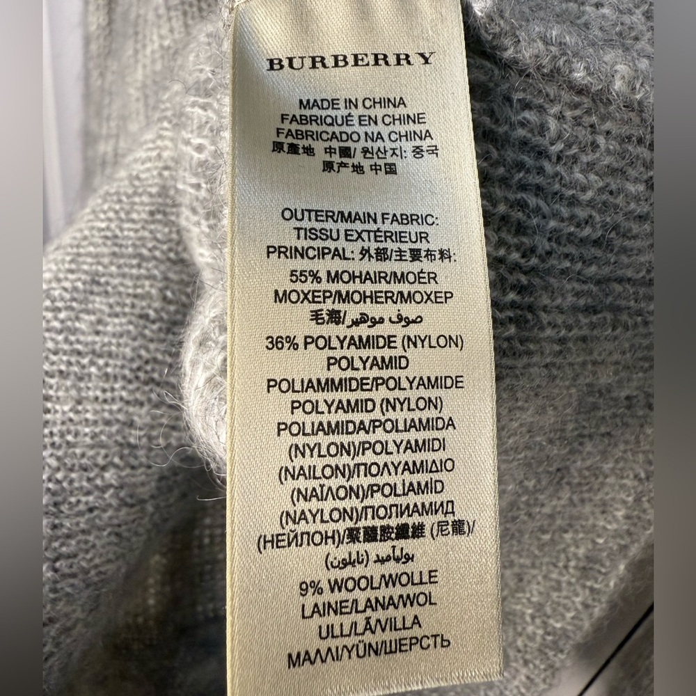Burberry London Mohair Wool Blend Gray Sweater Size Small - Picture 5 of 8